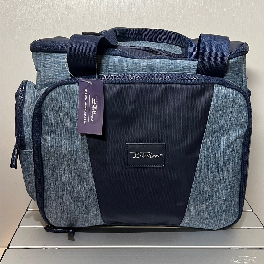 Bella Russo 12” 3-can Holder Blue Cooler Bag